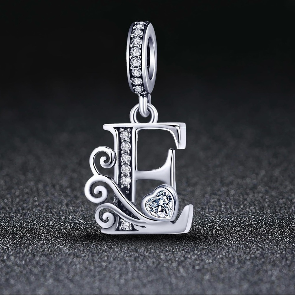 Silver Letter Charm Fit for Pandora Charms Bracelet Alphabet Initial Dangle